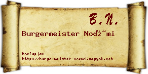 Burgermeister Noémi névjegykártya